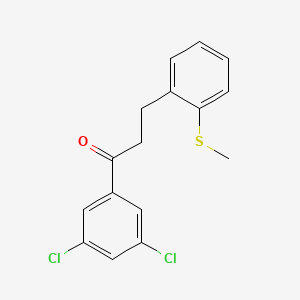 molecular formula C16H14Cl2OS B1360547 3',5'-Dichloro-3-(2-thiomethylphenyl)propiophenone CAS No. 898780-55-7