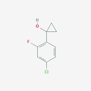 molecular formula C9H8ClFO B13605587 1-(4-Chloro-2-fluorophenyl)cyclopropan-1-ol 