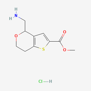 molecular formula C10H14ClNO3S B13605615 methyl4-(aminomethyl)-4H,6H,7H-thieno[3,2-c]pyran-2-carboxylatehydrochloride 