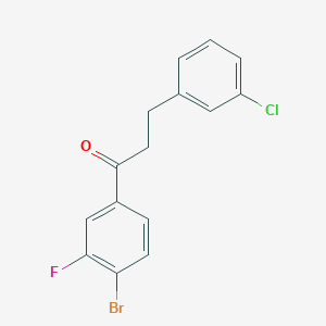 molecular formula C15H11BrClFO B1360562 4'-Bromo-3-(3-chlorophenyl)-3'-fluoropropiophenone CAS No. 898787-16-1