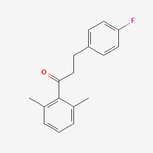 molecular formula C17H17FO B1360571 2',6'-二甲基-3-(4-氟苯基)丙基苯甲酮 CAS No. 898768-34-8