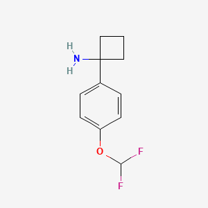 molecular formula C11H13F2NO B13605759 1-[4-(Difluoromethoxy)phenyl]cyclobutan-1-amine CAS No. 1094283-05-2