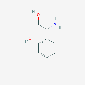 molecular formula C9H13NO2 B13605812 2-(1-Amino-2-hydroxyethyl)-5-methylphenol 