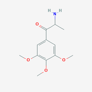 molecular formula C12H17NO4 B13605854 1-Propanone, 2-amino-1-(3,4,5-trimethoxyphenyl)- 