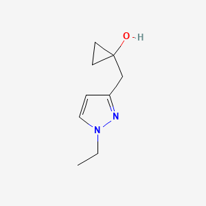 molecular formula C9H14N2O B13606250 1-[(1-ethyl-1H-pyrazol-3-yl)methyl]cyclopropan-1-ol 