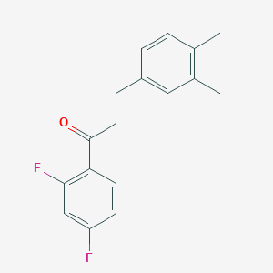 molecular formula C17H16F2O B1360639 2',4'-二氟-3-(3,4-二甲基苯基)丙酮 CAS No. 898779-85-6