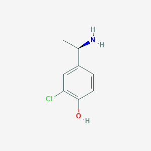 molecular formula C8H10ClNO B13606402 (R)-4-(1-Aminoethyl)-2-chlorophenol 