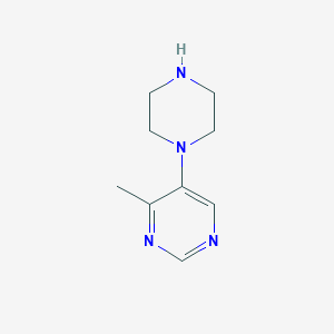 molecular formula C9H14N4 B13606411 4-Methyl-5-(piperazin-1-yl)pyrimidine 