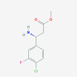 molecular formula C10H11ClFNO2 B13606438 Methyl (R)-3-amino-3-(4-chloro-3-fluorophenyl)propanoate 