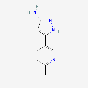 molecular formula C9H10N4 B13606440 5-(6-methylpyridin-3-yl)-1H-pyrazol-3-amine 