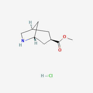 molecular formula C9H16ClNO2 B13606554 rac-methyl(1R,3R,5R)-6-azabicyclo[3.2.1]octane-3-carboxylatehydrochloride 