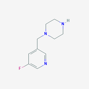 molecular formula C10H14FN3 B13606565 1-((5-Chloropyridin-3-yl)methyl)piperazine 