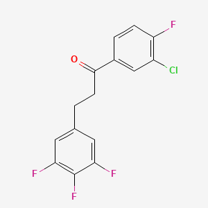 molecular formula C15H9ClF4O B1360657 1-(3-Chloro-4-fluorophenyl)-3-(3,4,5-trifluorophenyl)propan-1-one CAS No. 898778-21-7