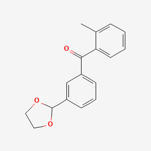 molecular formula C17H16O3 B1360660 3'-(1,3-Dioxolan-2-YL)-2-methylbenzophenone CAS No. 898778-81-9
