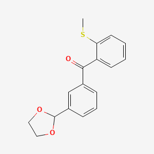 molecular formula C17H16O3S B1360663 3'-(1,3-二氧戊环-2-基)-2-硫代甲基二苯甲酮 CAS No. 898779-09-4