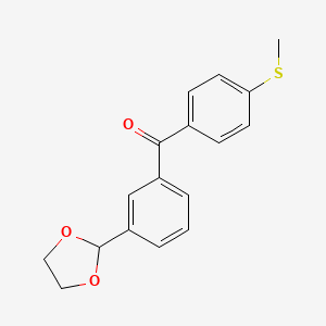 molecular formula C17H16O3S B1360664 3-(1,3-二氧戊环-2-基)-4'-硫甲基二苯甲酮 CAS No. 898779-12-9