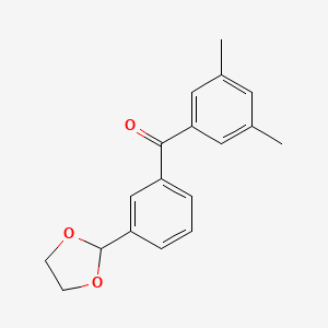 molecular formula C18H18O3 B1360665 3,5-Dimethyl-3'-(1,3-dioxolan-2-YL)benzophenone CAS No. 898779-45-8