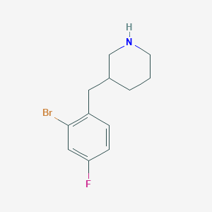 molecular formula C12H15BrFN B13606653 3-(2-Bromo-4-fluorobenzyl)piperidine 