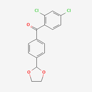 molecular formula C16H12Cl2O3 B1360677 2,4-Dichloro-4'-(1,3-dioxolan-2-YL)benzophenone CAS No. 898760-68-4