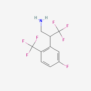 molecular formula C10H8F7N B13606847 3,3,3-Trifluoro-2-[5-fluoro-2-(trifluoromethyl)phenyl]propan-1-amine 