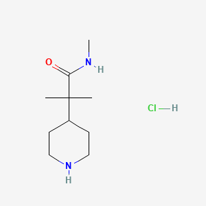 molecular formula C10H21ClN2O B13606930 N,2-dimethyl-2-(piperidin-4-yl)propanamide hydrochloride 