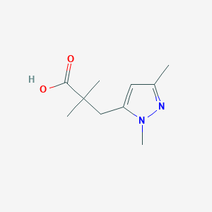 molecular formula C10H16N2O2 B13606954 3-(1,3-dimethyl-1H-pyrazol-5-yl)-2,2-dimethylpropanoic acid 