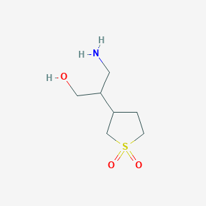 molecular formula C7H15NO3S B13607060 3-(1-Amino-3-hydroxypropan-2-yl)tetrahydrothiophene 1,1-dioxide 