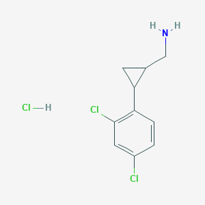 molecular formula C10H12Cl3N B13607101 [2-(2,4-Dichlorophenyl)cyclopropyl]methanamine hydrochloride 