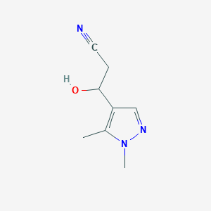 molecular formula C8H11N3O B13607135 3-(1,5-dimethyl-1H-pyrazol-4-yl)-3-hydroxypropanenitrile 