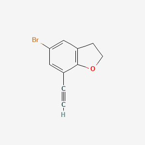 molecular formula C10H7BrO B13607148 5-Bromo-7-ethynyl-2,3-dihydrobenzofuran 