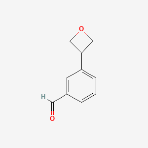 molecular formula C10H10O2 B13607155 3-(Oxetan-3-yl)benzaldehyde 