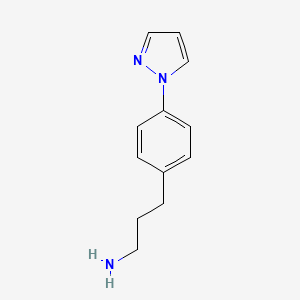 molecular formula C12H15N3 B13607171 3-(4-(1h-Pyrazol-1-yl)phenyl)propan-1-amine 