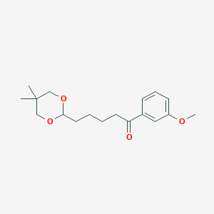 molecular formula C18H26O4 B1360770 5-(5,5-Dimethyl-1,3-dioxan-2-YL)-3'-methoxyvalerophenone CAS No. 898786-51-1