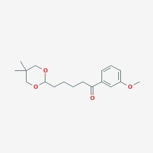 molecular formula C18H26O4 B1360770 5-(5,5-二甲基-1,3-二氧杂环-2-基)-3'-甲氧基戊基苯甲酮 CAS No. 898786-51-1