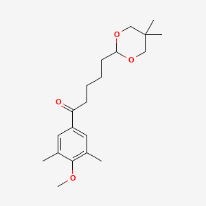 molecular formula C20H30O4 B1360772 5-(5,5-Dimethyl-1,3-dioxan-2-YL)-3',5'-dimethyl-4'-methoxyvalerophenone CAS No. 898786-77-1