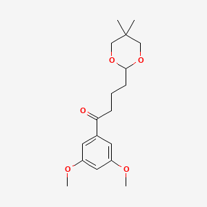 molecular formula C18H26O5 B1360783 3',5'-Dimethoxy-4-(5,5-dimethyl-1,3-dioxan-2-YL)butyrophenone CAS No. 898756-21-3
