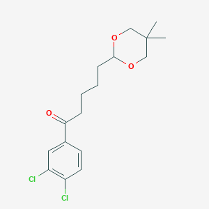 B1360794 3',4'-Dichloro-5-(5,5-dimethyl-1,3-dioxan-2-YL)valerophenone CAS No. 898757-06-7