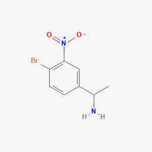 molecular formula C8H9BrN2O2 B13608497 1-(4-Bromo-3-nitrophenyl)ethanamine 