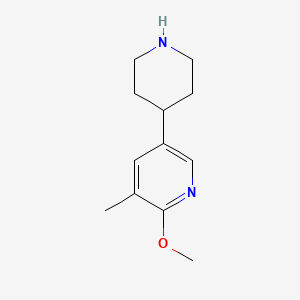 molecular formula C12H18N2O B13608904 2-Methoxy-3-methyl-5-(piperidin-4-yl)pyridine 