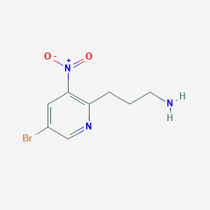 molecular formula C8H10BrN3O2 B13609024 3-(5-Bromo-3-nitropyridin-2-yl)propan-1-amine 