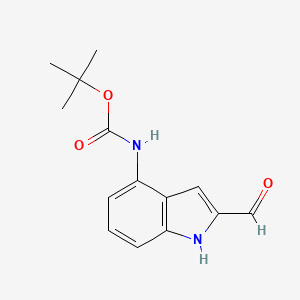 molecular formula C14H16N2O3 B13609317 tert-butylN-(2-formyl-1H-indol-4-yl)carbamate 