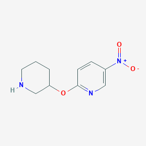 molecular formula C10H13N3O3 B13609432 5-Nitro-2-(piperidin-3-yloxy)pyridine 