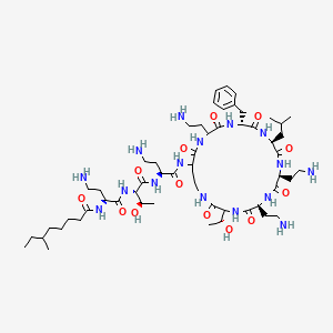 N-[(1S)-3-amino-1-{[(1S,2R)-1-{[(1S)-3-amino-1-{[(3S,6S,9S,12S,15R,18R,21S)-6,9,18-tris(2-aminoethyl)-15-benzyl-3-[(1R)-1-hydroxyethyl]-12-(2-methylpropyl)-2,5,8,11,14,17,20-heptaoxo-1,4,7,10,13,16,19-heptaazacyclotricosan-21-yl]carbamoyl}propyl]carbamoyl}-2-hydroxypropyl]carbamoyl}propyl]-6-methyloctanamide