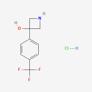 molecular formula C10H11ClF3NO B13609816 3-[4-(Trifluoromethyl)phenyl]azetidin-3-ol;hydrochloride 