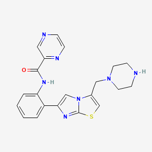 molecular formula C21H21N7OS B1361018 N-(2-(3-(哌嗪-1-基甲基)咪唑并[2,1-b]噻唑-6-基)苯基)吡嗪-2-甲酰胺 CAS No. 925435-54-7