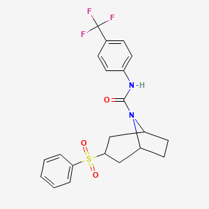 molecular formula C21H21F3N2O3S B1361021 3-(苯磺酰基)-N-(4-(三氟甲基)苯基)-8-氮杂双环[3.2.1]辛烷-8-甲酰胺 CAS No. 1170321-78-4
