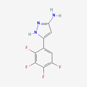 molecular formula C9H5F4N3 B13610921 5-(2,3,4,5-tetrafluorophenyl)-1H-pyrazol-3-amine 