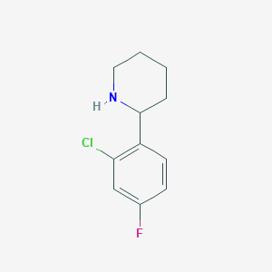 molecular formula C11H13ClFN B13611049 2-(2-Chloro-4-fluorophenyl)piperidine 