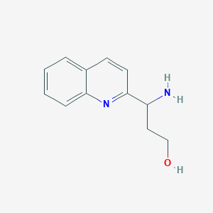 molecular formula C12H14N2O B13611179 3-Amino-3-(quinolin-2-yl)propan-1-ol 