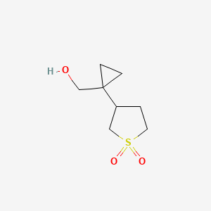 molecular formula C8H14O3S B13611197 3-(1-(Hydroxymethyl)cyclopropyl)tetrahydrothiophene 1,1-dioxide 